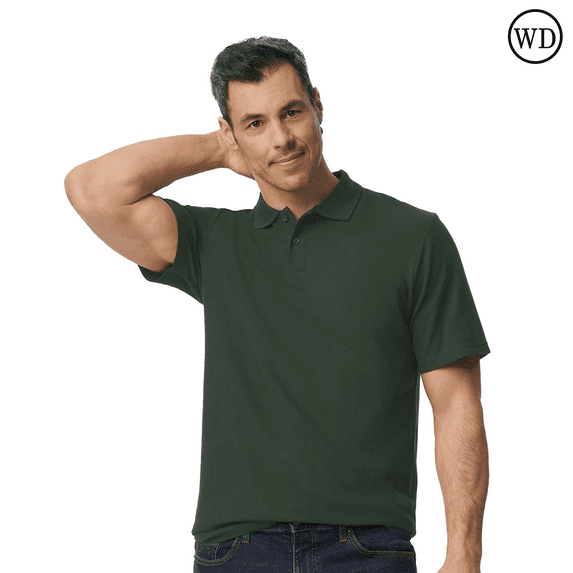Gildan Softstyle Pique Polo for Adults, Modern Classic Fit, Short Sleeve Casual Polo Shirt, Forest Green, M