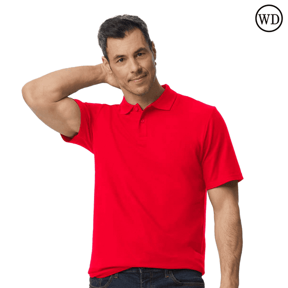 Gildan Softstyle Pique Polo for Adults, Modern Classic Fit, Short Sleeve Casual Polo Shirt, Red, M