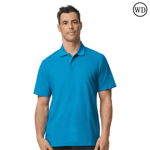 Gildan Softstyle Pique Polo for Adults, Modern Classic Fit, Short Sleeve Casual Polo Shirt, Sapphire, M