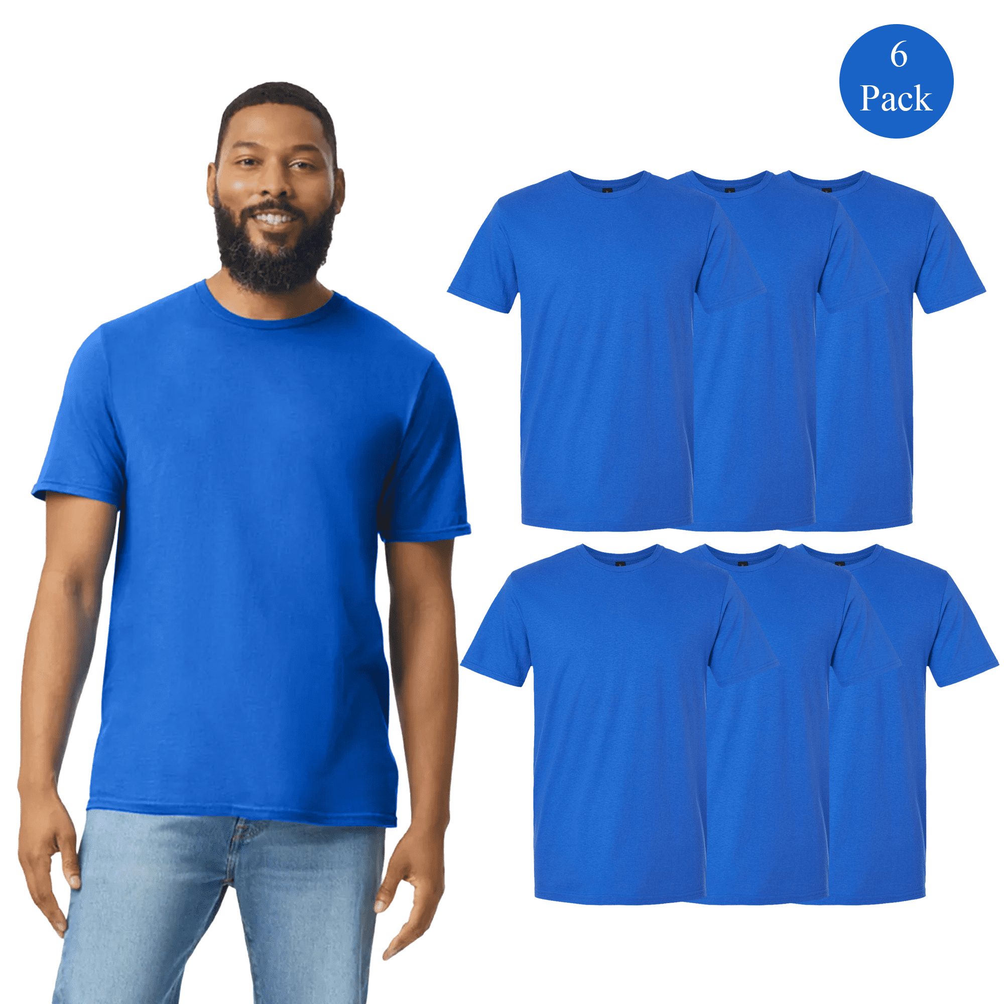 Gildan Maglietta Uomo Ultra Cotton - Maniche Corte, Doppio Ago, Colore Royal/Rosso, Taglia M - 4