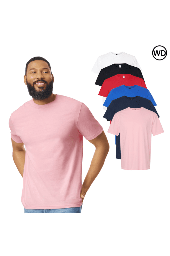 Softstyle Short Sleeve Cotton T-Shirt for Adult Men, Multicolor, Pack of 6, Xl