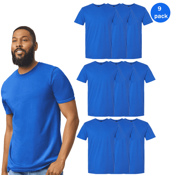 Gildan Softstyle T-Shirt G640, Royal 100% ring-spun cotton Men Tee Pack-9 Size-M