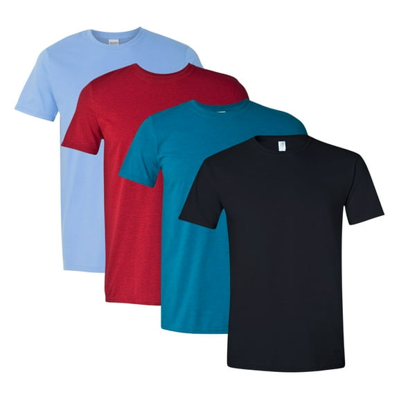 Gildan - Softstyle T-Shirt For Men, 4.5 oz. 100% Ring-Spun Cotton Bulk Tee, Assorted Short Sleeve Crewneck Plain Tees, Multi Pack Solid T-shirts (Bright Color 4 Pack, L)