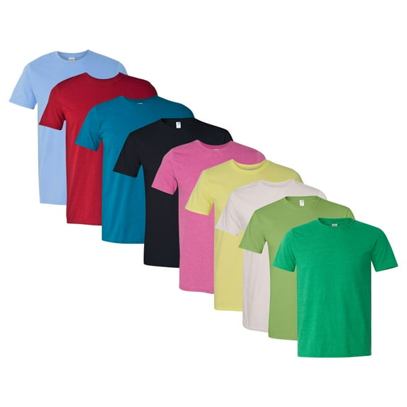 Gildan - Softstyle T-Shirt For Men, 4.5 oz. 100% Ring-Spun Cotton Bulk Tee, Assorted Short Sleeve Crewneck Plain Tees, Multi Pack Solid T-shirts (Bright Color 9 Pack, L)