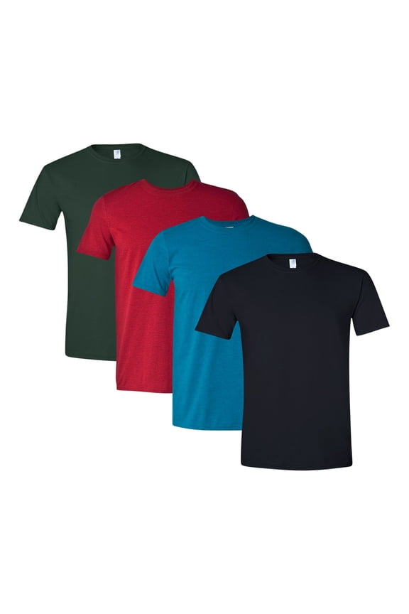 - Softstyle T-Shirt For Men, 4.5 oz. 100% Ring-Spun Cotton Bulk Tee, Assorted Short Sleeve Crewneck Plain Tees, Multi Pack Solid T-shirts (Dark Color 4 Pack, XL)
