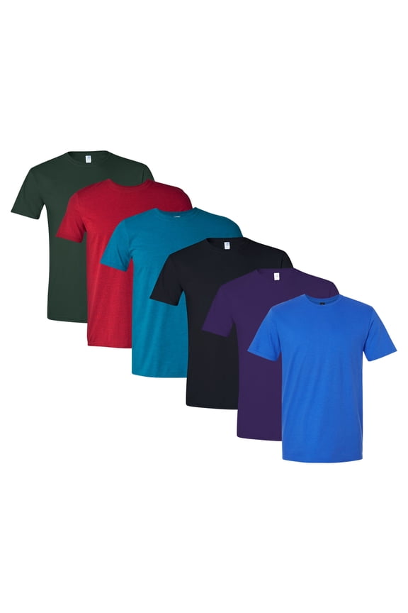 - Softstyle T-Shirt For Men, 4.5 oz. 100% Ring-Spun Cotton Bulk Tee, Assorted Short Sleeve Crewneck Plain Tees, Multi Pack Solid T-shirts (Dark Color 6 Pack, M)