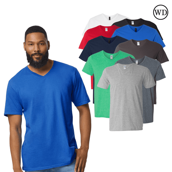 Gildan Softstyle T-Shirt for Men 9 Pack, V Neck Casual Short Sleeve Essential Tees, Assorted Color, XL