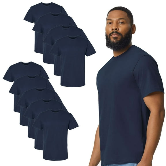 Gildan Softstyle T-Shirt for Men, Cotton Tee for Casual Wear, Bulk Tee, Navy, Pack of 9, 2XL