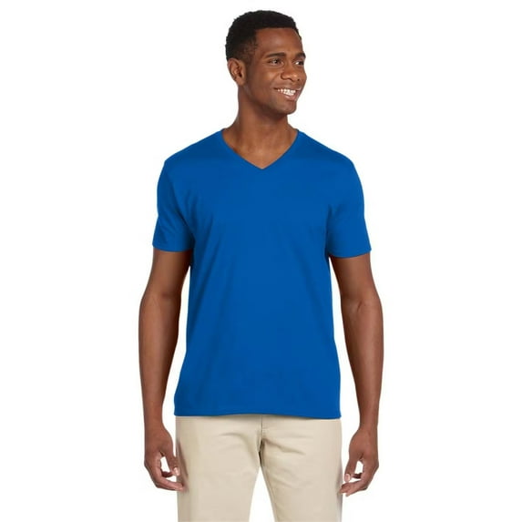 Gildan Softstyle V-Neck T-Shirt, Men's Short Sleeve V Neck Tee Classic Royal, Sizes S-3XL