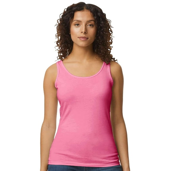 Gildan Softstyle Women’s Cotton Tank Top, Semi Fitted Sleeveless Feminine Undershirt, Azalea, S