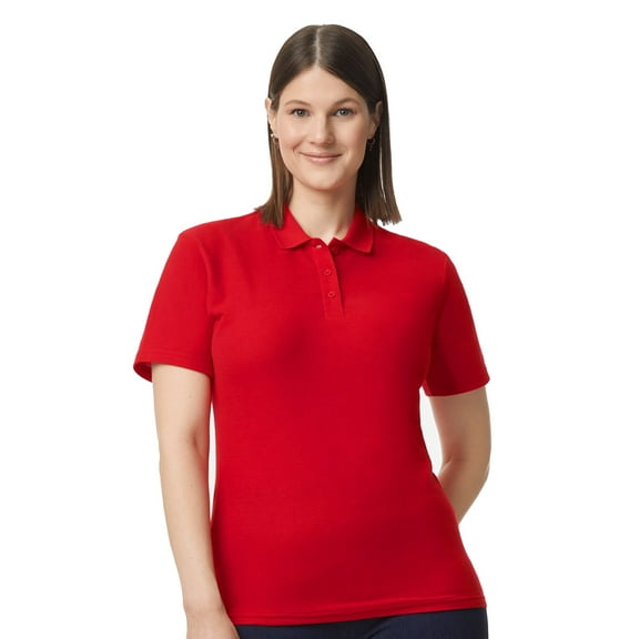 Gildan Softstyle Women's Pique Polo, 100 Cotton Comfortable Short Sleeve Shirt, Red, Sizes S-2XL