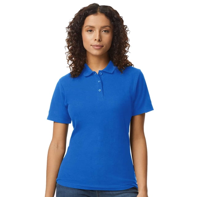 Gildan Softstyle Women's Pique Polo, 100 Cotton Comfortable Short Sleeve Shirt, Royal, Sizes S-2XL