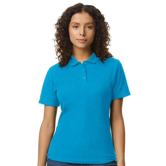Gildan Softstyle Women's Pique Polo, 100 Cotton Comfortable Short Sleeve Shirt, Sapphire, Sizes S-2XL