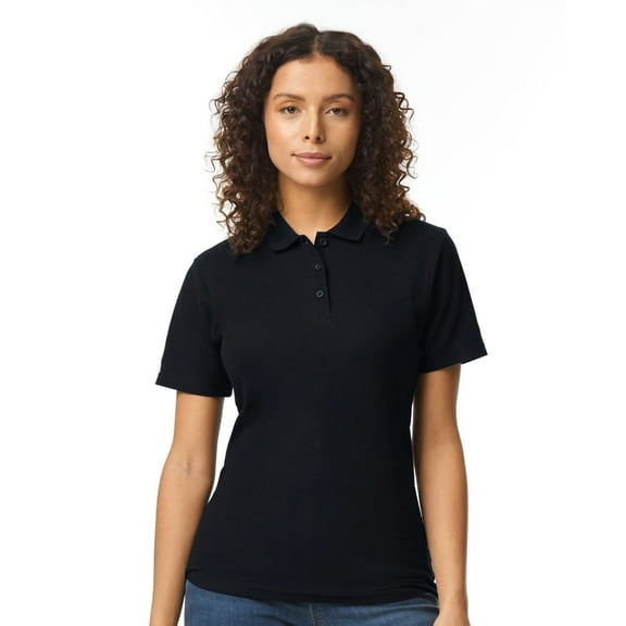 Gildan Softstyle Women's Pique Short Sleeve Polo Shirt GR648 in Black, L