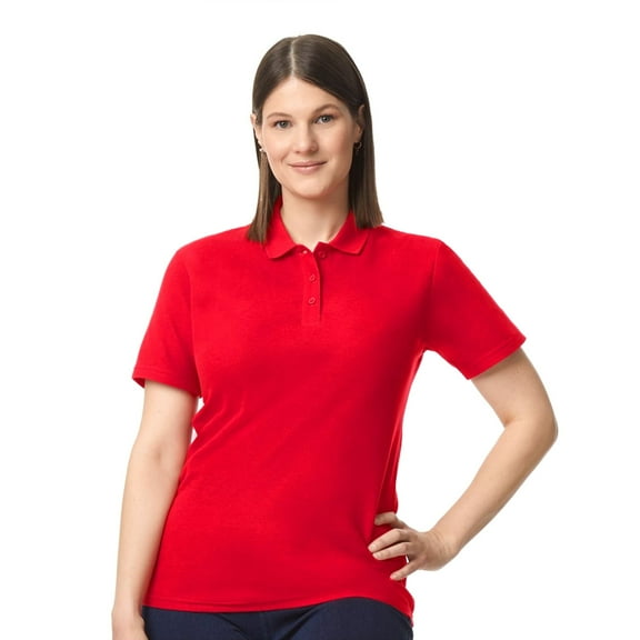 Gildan Softstyle Women's Pique Short Sleeve Polo Shirt GR648 in Cherry Red, S