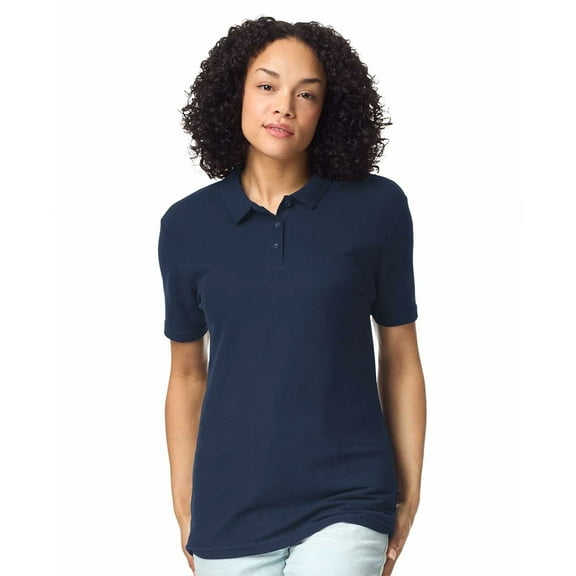 Gildan Softstyle Women's Pique Short Sleeve Polo Shirt GR648 in Navy, L