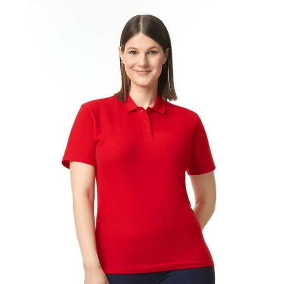 Gildan Softstyle Women's Pique Short Sleeve Polo Shirt GR648 in Red, L