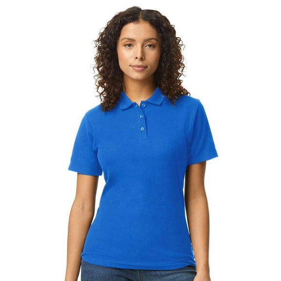 Gildan Softstyle Women's Pique Short Sleeve Polo Shirt GR648 in Royal, L