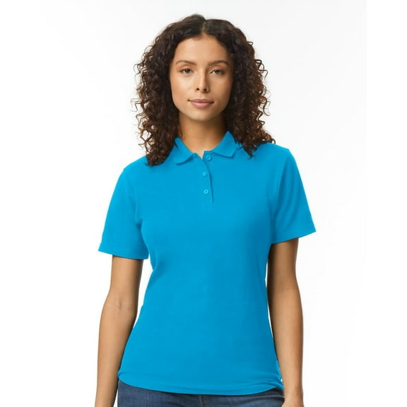 Gildan Softstyle Women's Pique Short Sleeve Polo Shirt GR648 in Sapphire, 2XL