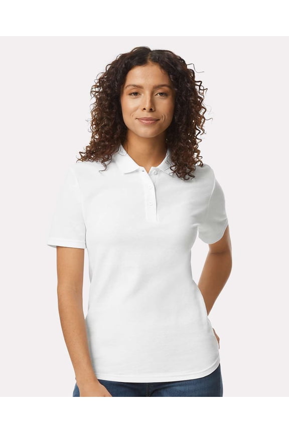 Softstyle Women's Pique Short Sleeve Polo Shirt GR648 in White, M