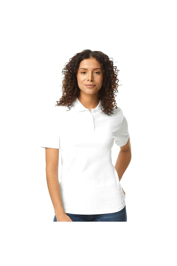 Softstyle Women's Pique Short Sleeve Polo Shirt GR648 in White, M