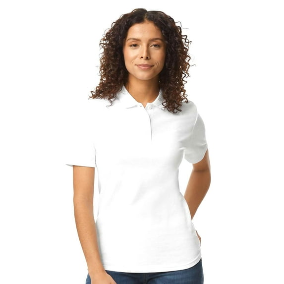 Gildan Softstyle Women's Pique Short Sleeve Polo Shirt GR648 in White, M