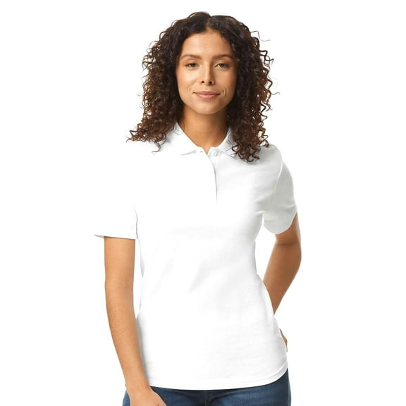 Gildan Softstyle Women's Pique Short Sleeve Polo Shirt GR648 in White, XL