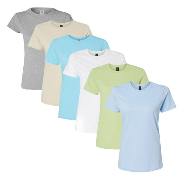 Gildan Softstyle Women’s T-Shirt 100% Ring-Spun Cotton, Plain Solid Tee for Bulk or Wholesale (Bright Color 6 Pack, XL)