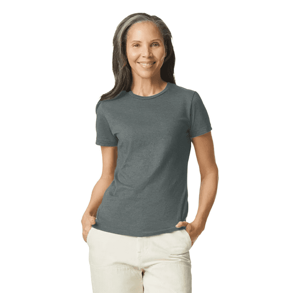 Gildan Softstyle Women’s T-Shirt, Semi-fitted 100% ring-spun cotton Tee, Dark Heather Shirt Size-S