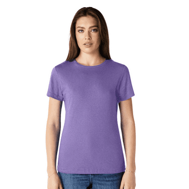 Gildan Softstyle Women’s T-Shirt, Semi-fitted 100% ring-spun cotton Tee, Heather Purple Shirt Size-L