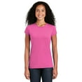 thumbnail image 1 of Gildan Softstyle Women’s T-Shirt, Short Sleeve Crew Neck Semi Fitted Cotton Tee, Azalea, S, 1 of 5