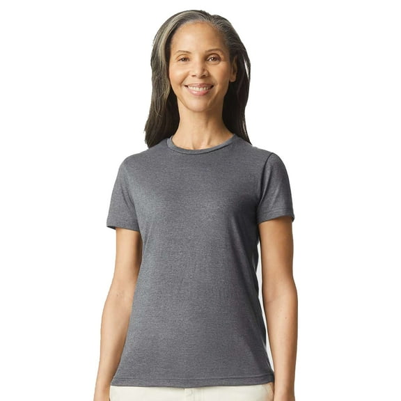 Gildan Softstyle Women’s T-Shirt, Short Sleeve Crew Neck Semi Fitted Cotton Tee, Graphite Heather, L