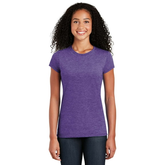 Gildan Softstyle Women’s T-Shirt, Short Sleeve Crew Neck Semi Fitted Cotton Tee, Heather Purple, M