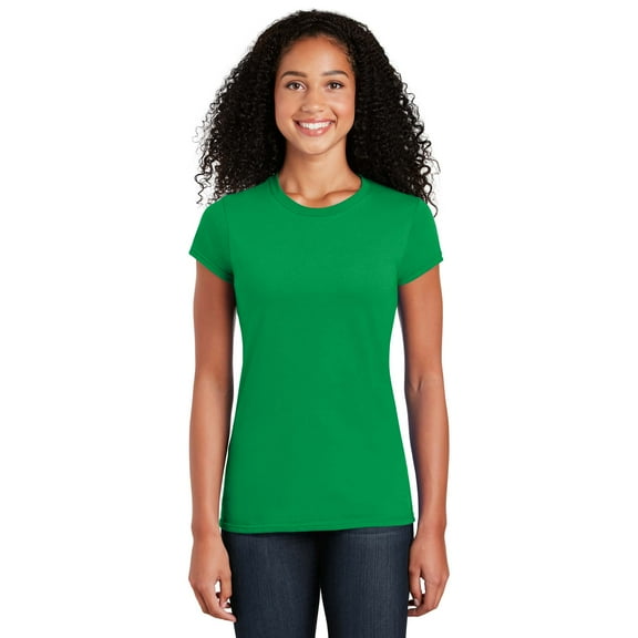Gildan Softstyle Women’s T-Shirt, Short Sleeve Crew Neck Semi Fitted Cotton Tee, Irish Green, XL