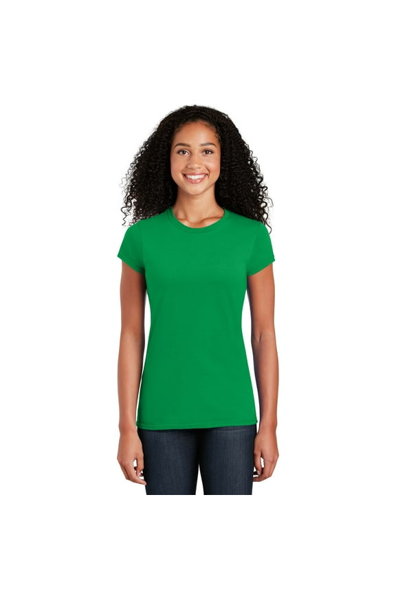 Softstyle Women’s T-Shirt, Short Sleeve Crew Neck Semi Fitted Cotton Tee, Irish Green, XL