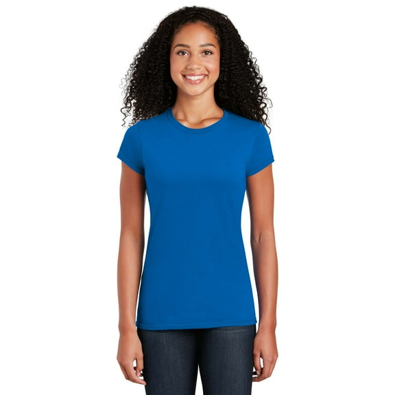 Gildan Softstyle Women’s T-Shirt, Short Sleeve Crew Neck Semi Fitted Cotton Tee, Royal, XL