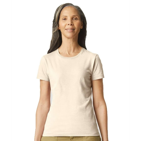 Gildan Softstyle Women’s T-Shirt, Short Sleeve Crew Neck Semi Fitted Cotton Tee, Sand, M