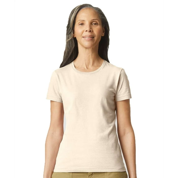 Gildan Softstyle Women’s T-Shirt, Short Sleeve Crew Neck Semi Fitted Cotton Tee, Sand, XL
