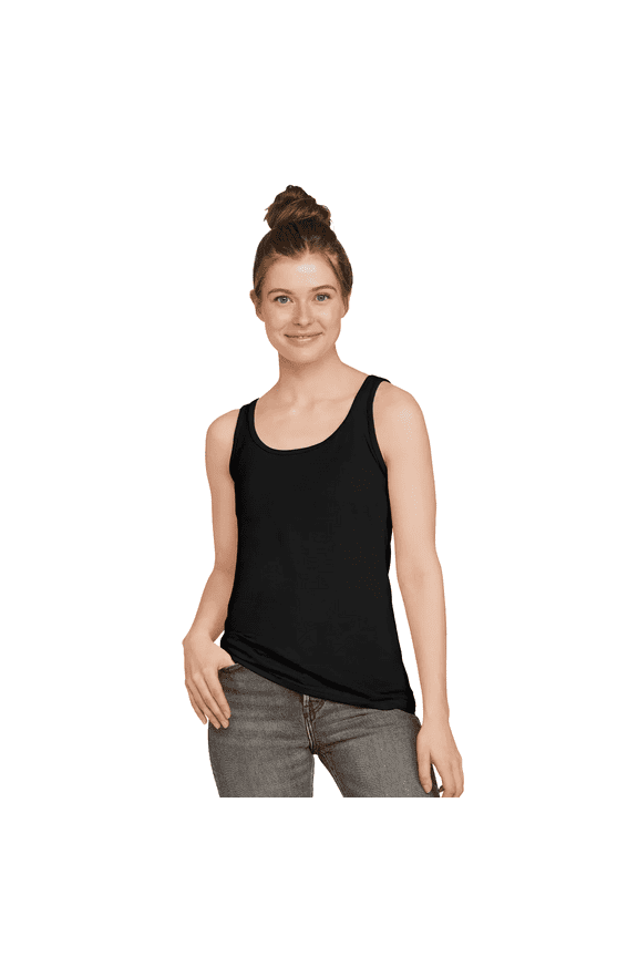 Softstyle Women’s Tank Top, Comfortable Semi Fit - 100 Cotton, Black, Sizes S-2XL