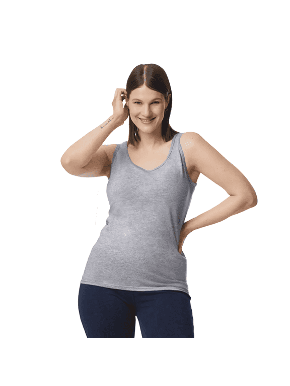 Softstyle Women’s Tank Top, Comfortable Semi Fit - 100 Cotton, Sport Grey, Sizes S-2XL