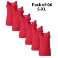 thumbnail image 1 of Gildan Softstyle Women’s Tank Top, Ladies Sleeveless Casual Cherry Red Tank, 6 Pack Size-S, 100% Cotton, 1 of 5