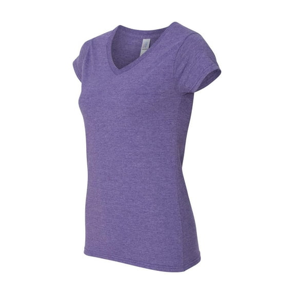 Gildan - Softstyle Women’s V-Neck T-Shirt - 64V00L - Heather Purple - Size: M