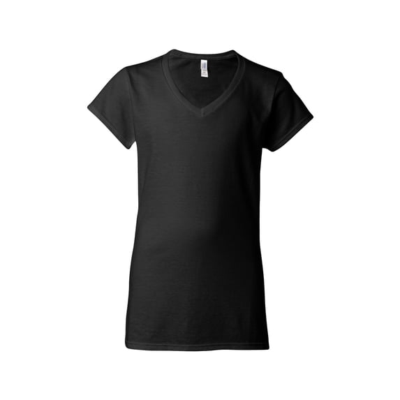 Gildan Softstyle Women’s V-Neck T-Shirt, V Neck Tee for Women's, Full Cotton, Black, M