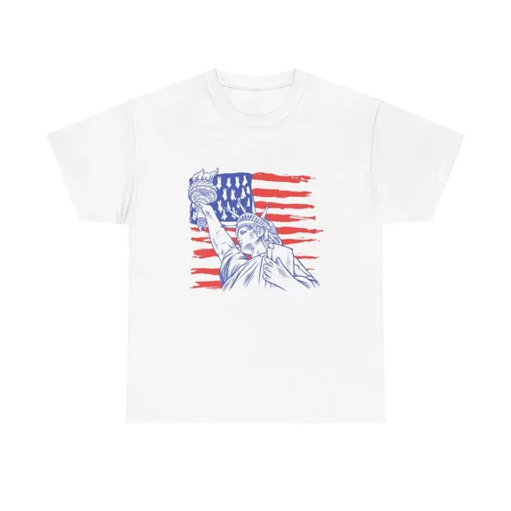 Gildan Statue of Liberty American Flag T-Shirt