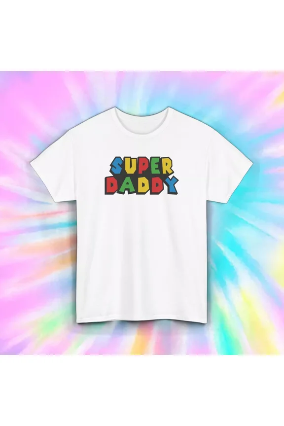Super Daddy Shirt Fun Dad Gift Colorful Letters Superhero Dad Tee Unisex Tee