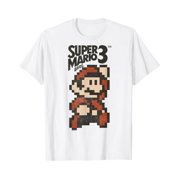 Gildan Super Mario Bros 3 Pixel Mario Retro Jump Graphic T-Shirthot Trend Vintage Birrthday Gifts