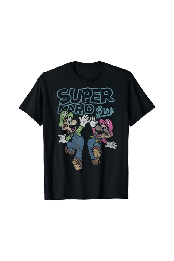 Super Mario Bros. High Five Portrait T-ShirtHot Vintage Trending Tee - Birrthday gifts