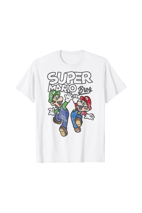 Super Mario Bros. Luigi And Mario High Five Portrait T-Shirthot Trend Vintage Birrthday Gifts