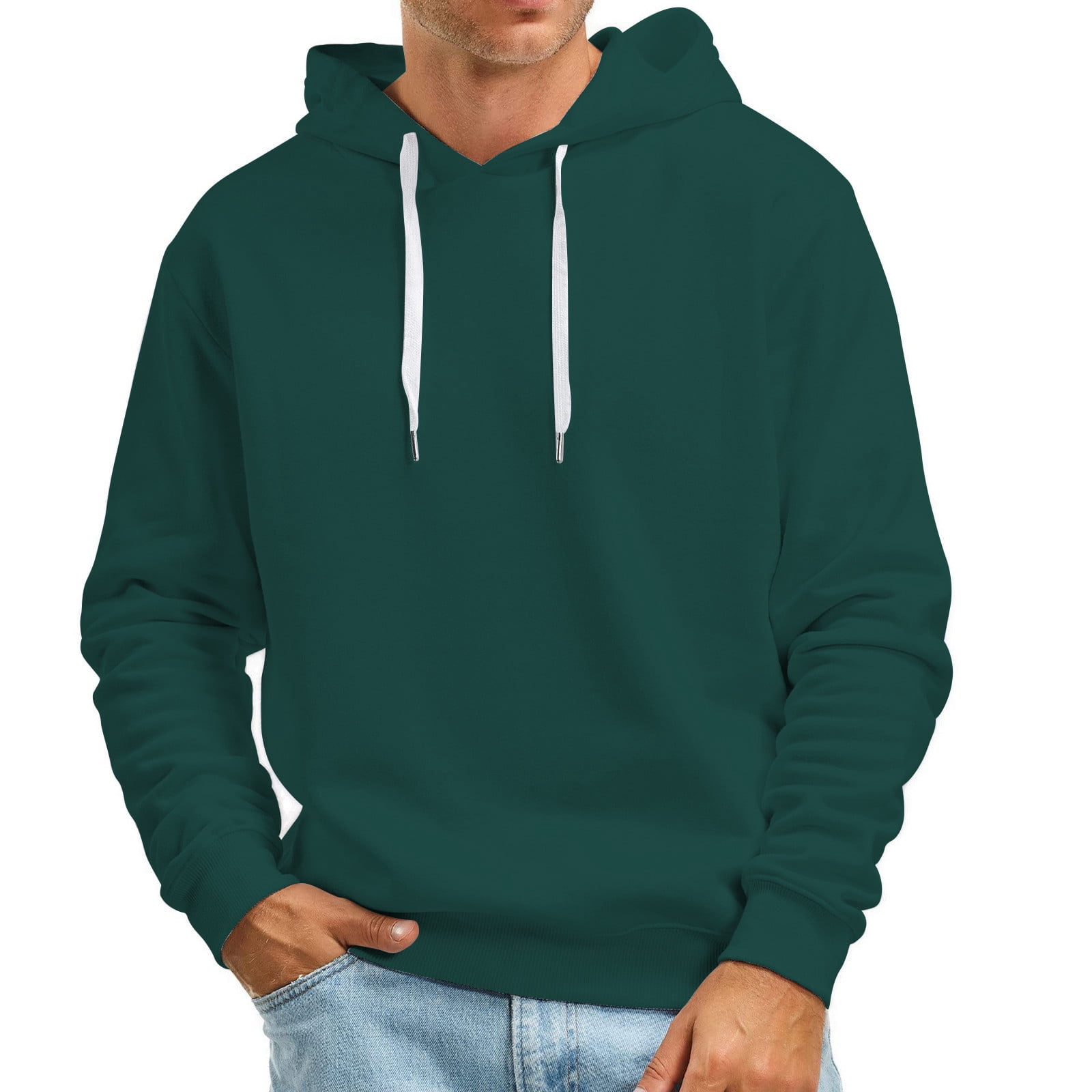 Gildan T Shirts Men Green Hoodie Black Hooded Sweatshirt Men Black Hoodie Heavyweight Hoodie Lightweight Hoodie Men s Fall And Winter Casual Solid Color Hooded Sweater No Pockets Sweats Dark Green M W...