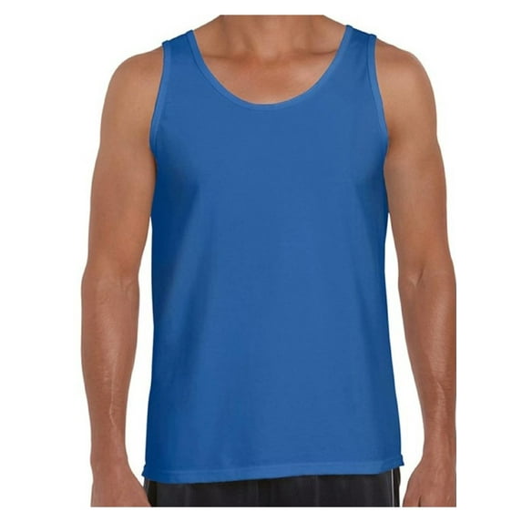 Gildan Tank Top for Men Cotton Sleeveless Shirts for Him Mens Sport Shirts Best Mens Tanks Blank All Color Blue Undershirt for Men Blue Tanks Blue Tank Top